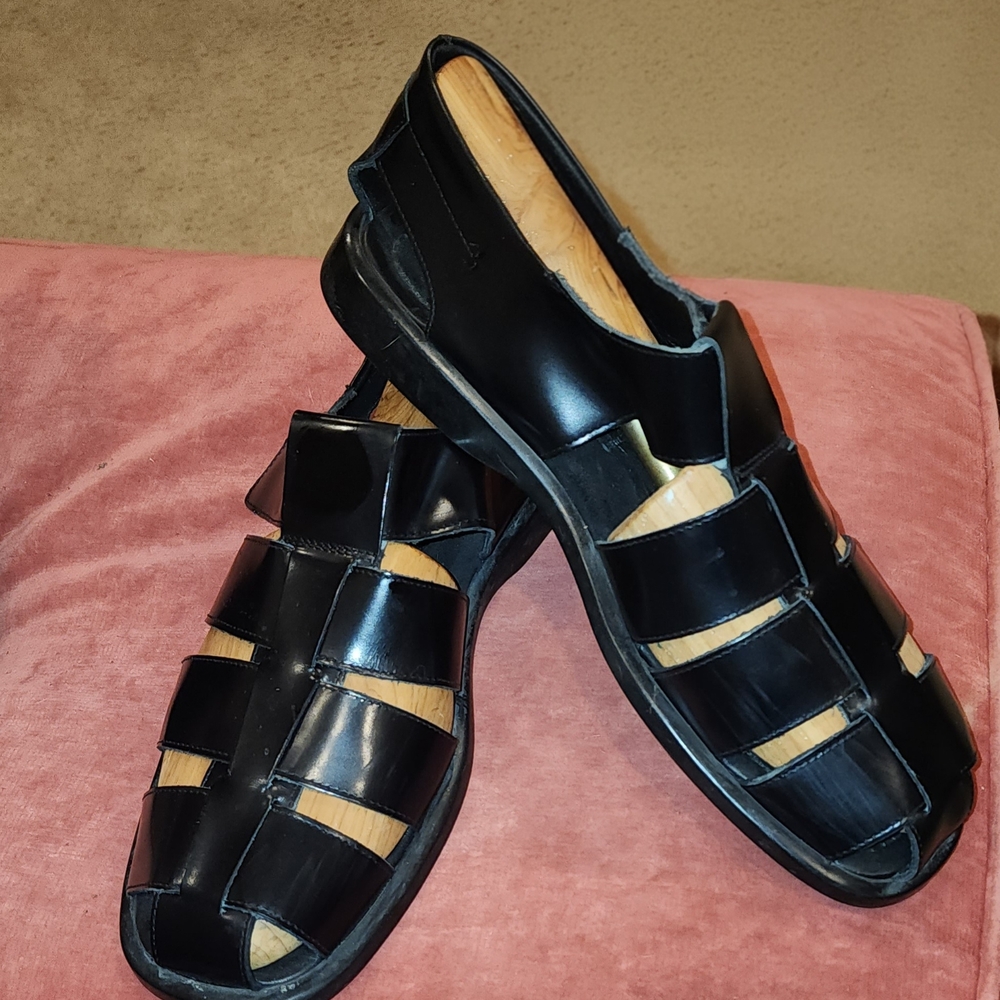 Men's Black Leather Sandals